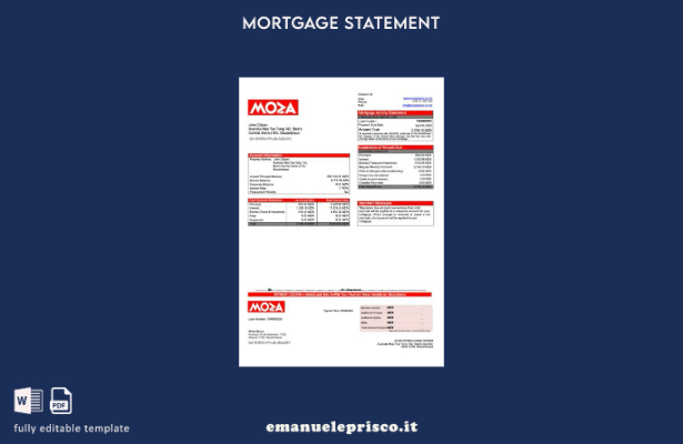 stile verificato Modello di estratto conto ipotecario Mozambico Moza Banco in Wo